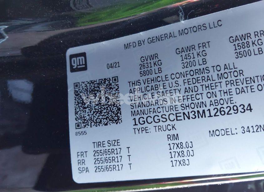 Photo 9 of 2021 Chevrolet Colorado 2WD SHORT BOX LT (VIN 1GCGSCEN3M1262934)