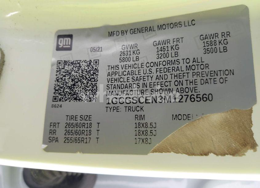 Photo 9 of 2021 Chevrolet Colorado 2WD SHORT BOX LT (VIN 1GCGSCEN3M1276560)