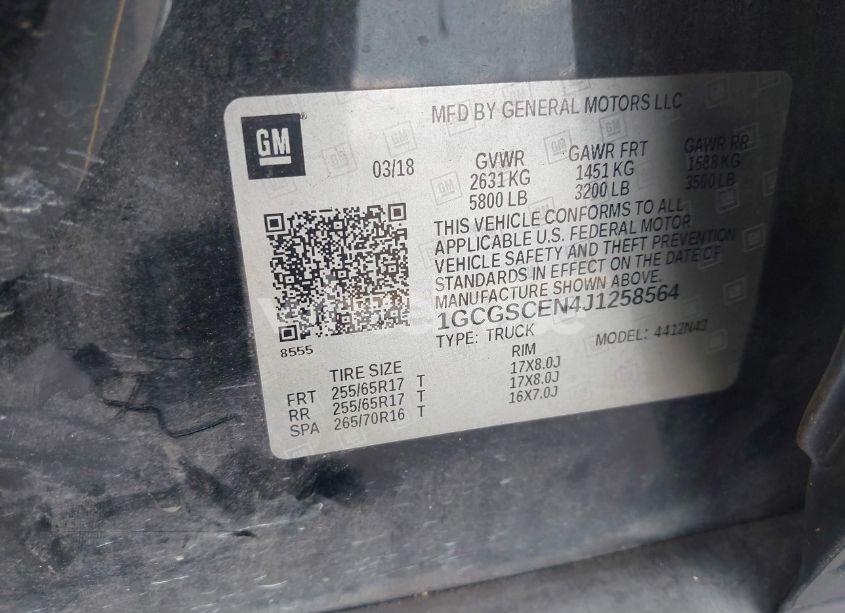 Photo 9 of 2018 Chevrolet Colorado LT (VIN 1GCGSCEN4J1258564)