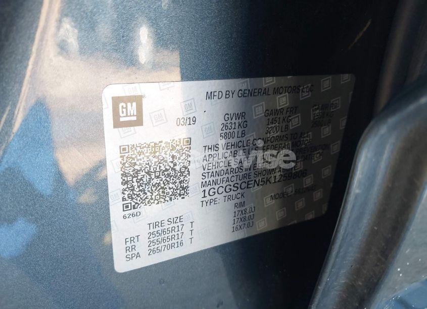 Photo 9 of 2019 Chevrolet Colorado LT (VIN 1GCGSCEN5K1259806)