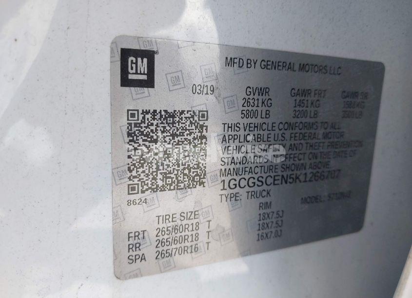 Photo 9 of 2019 Chevrolet Colorado LT (VIN 1GCGSCEN5K1266707)