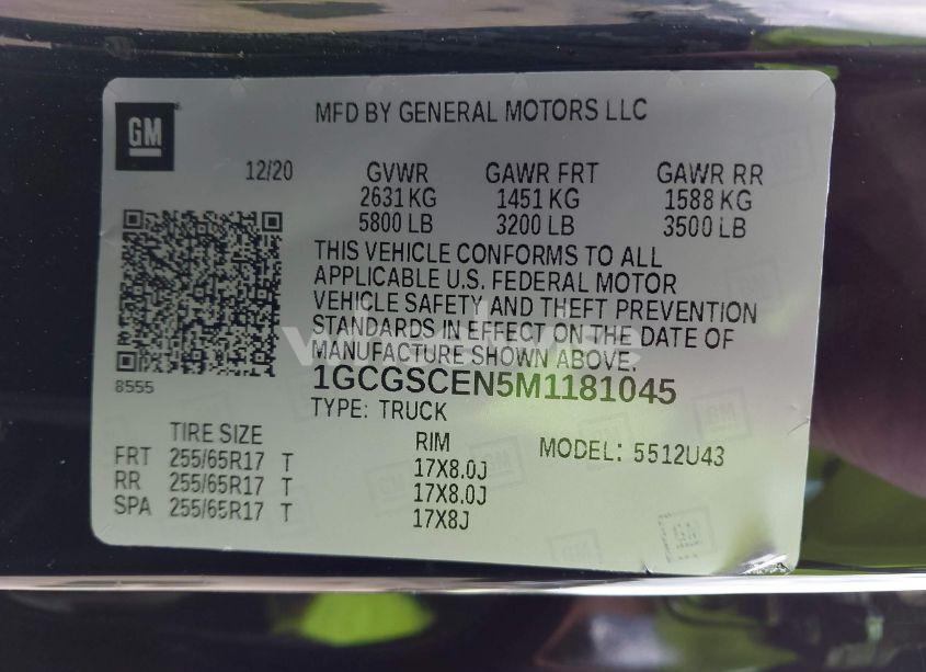 Photo 9 of 2021 Chevrolet Colorado 2WD LONG BOX LT (VIN 1GCGSCEN5M1181045)