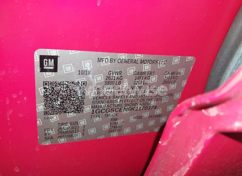 Photo 9 of 2019 Chevrolet Colorado LT (VIN 1GCGSCEN6K1170374)