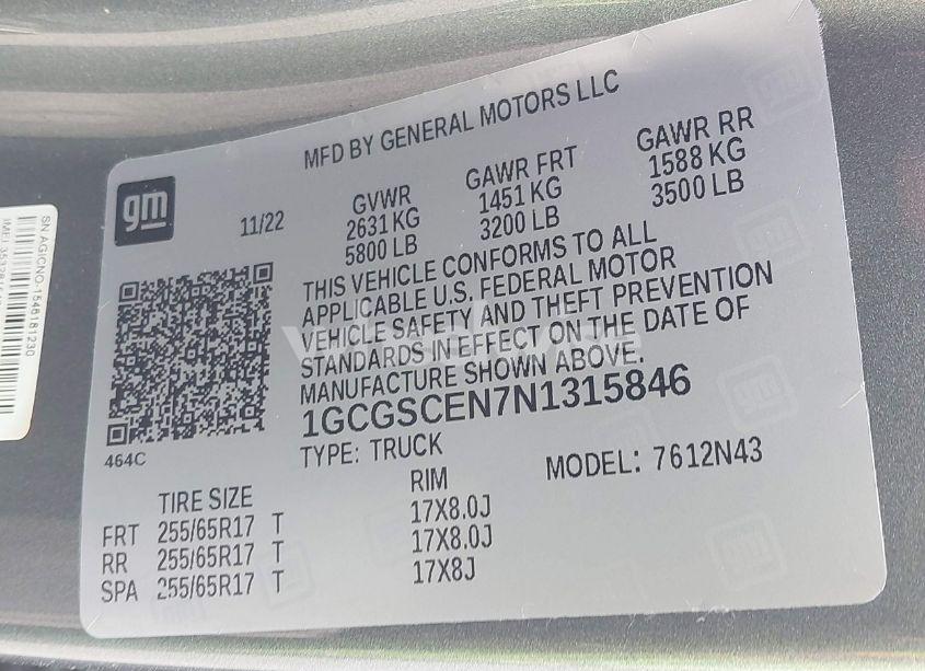 Photo 9 of 2022 Chevrolet Colorado 2WD SHORT BOX LT (VIN 1GCGSCEN7N1315846)