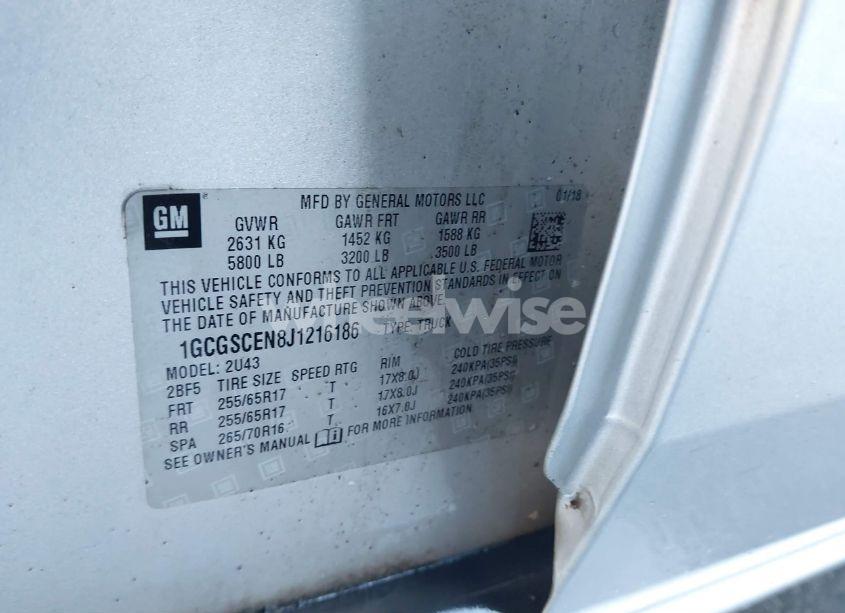 Photo 9 of 2018 Chevrolet Colorado LT (VIN 1GCGSCEN8J1216186)