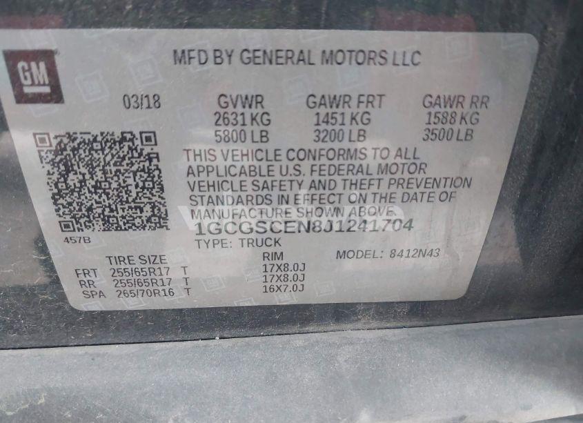Photo 9 of 2018 Chevrolet Colorado LT (VIN 1GCGSCEN8J1241704)
