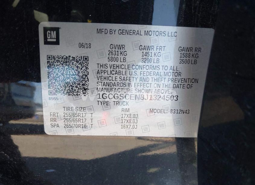 Photo 9 of 2018 Chevrolet Colorado LT (VIN 1GCGSCEN8J1324503)