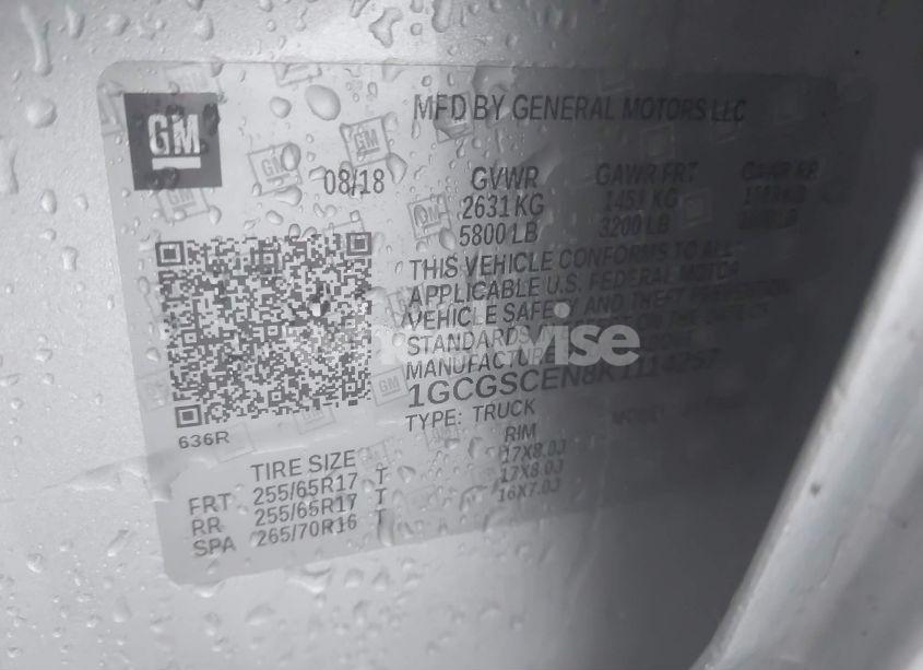 Photo 9 of 2019 Chevrolet Colorado LT (VIN 1GCGSCEN8K1114257)