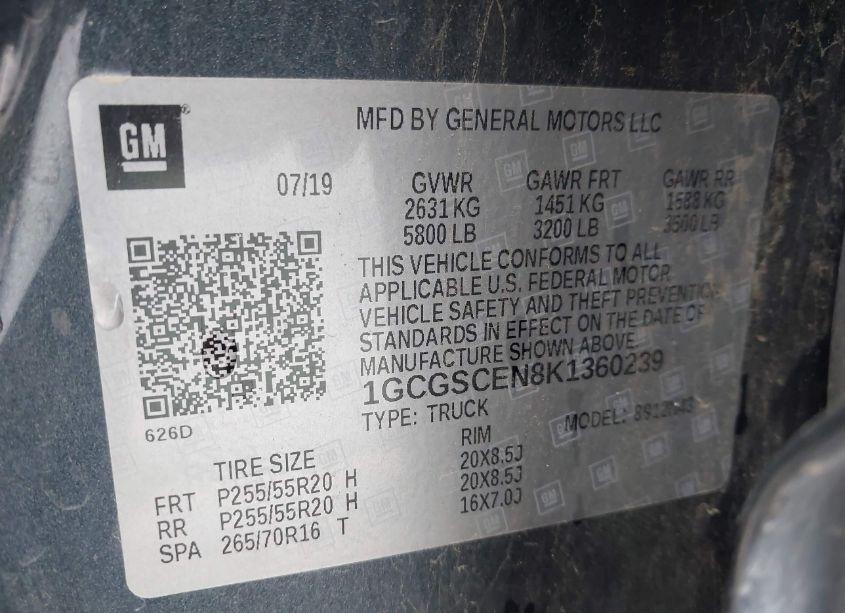 Photo 9 of 2019 Chevrolet Colorado LT (VIN 1GCGSCEN8K1360239)