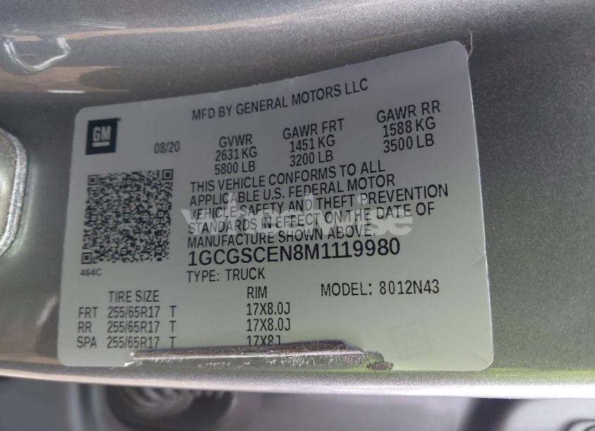 Photo 9 of 2021 Chevrolet Colorado 2WD SHORT BOX LT (VIN 1GCGSCEN8M1119980)