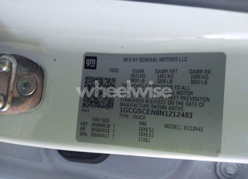 Photo 9 of 2022 Chevrolet Colorado 2WD SHORT BOX LT (VIN 1GCGSCEN8N1212483)