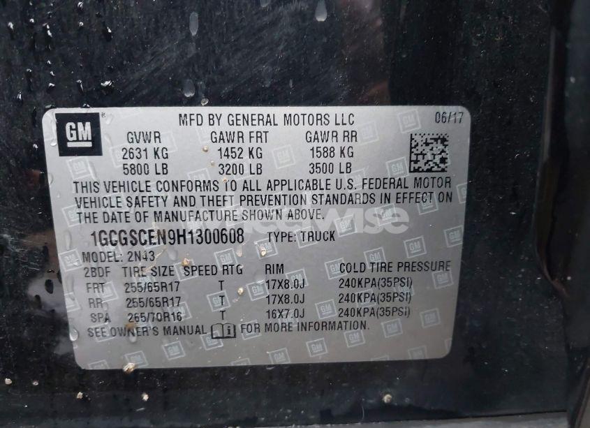 Photo 9 of 2017 Chevrolet Colorado LT (VIN 1GCGSCEN9H1300608)