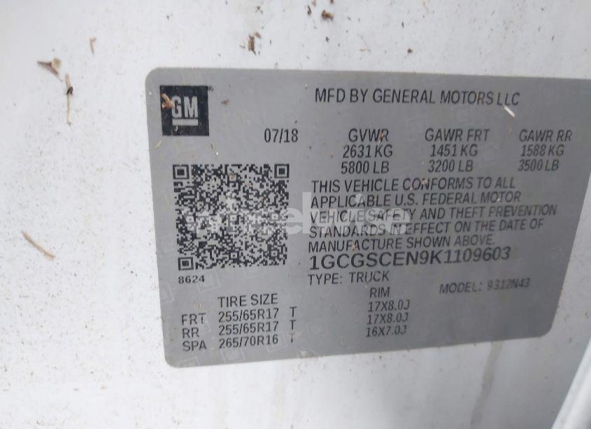 Photo 9 of 2019 Chevrolet Colorado LT (VIN 1GCGSCEN9K1109603)