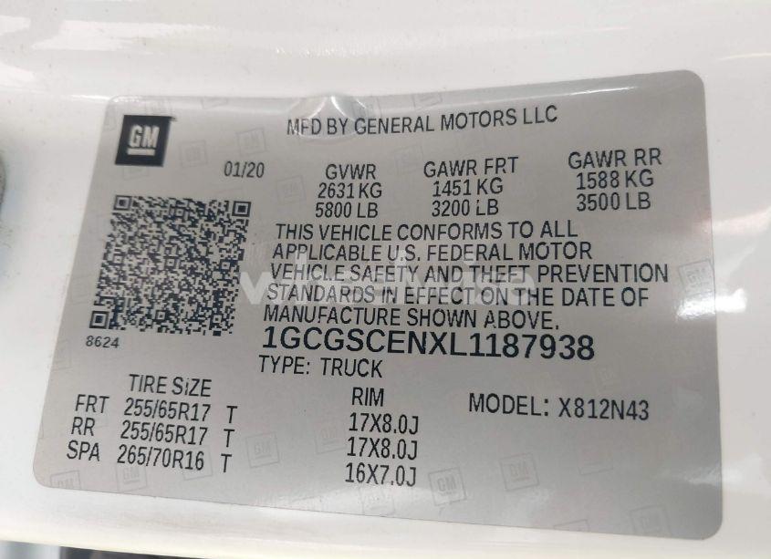 Photo 9 of 2020 Chevrolet Colorado 2WD LONG BOX LT/2WD SHORT BOX LT (VIN 1GCGSCENXL1187938)