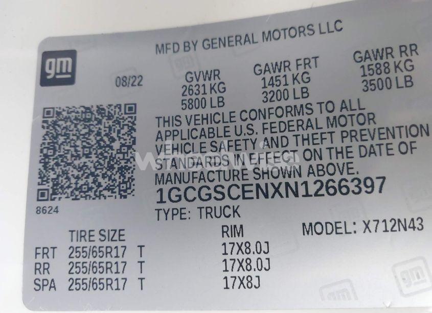 Photo 9 of 2022 Chevrolet Colorado 2WD SHORT BOX LT (VIN 1GCGSCENXN1266397)