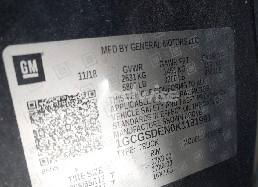 Photo 9 of 2019 Chevrolet Colorado Z71 (VIN 1GCGSDEN0K1181991)