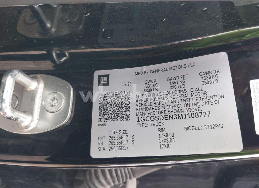 Photo 9 of 2021 Chevrolet Colorado 2WD SHORT BOX Z71 (VIN 1GCGSDEN3M1108777)