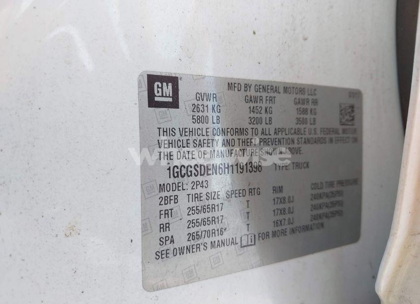 Photo 9 of 2017 Chevrolet Colorado Z71 (VIN 1GCGSDEN6H1191398)