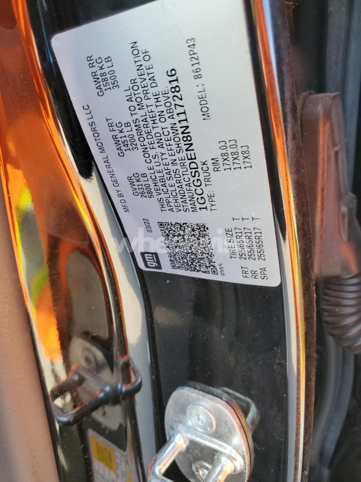 Photo 12 of 2022 CHEVROLET COLORADO Z71 (VIN 1GCGSDEN8N1172816)