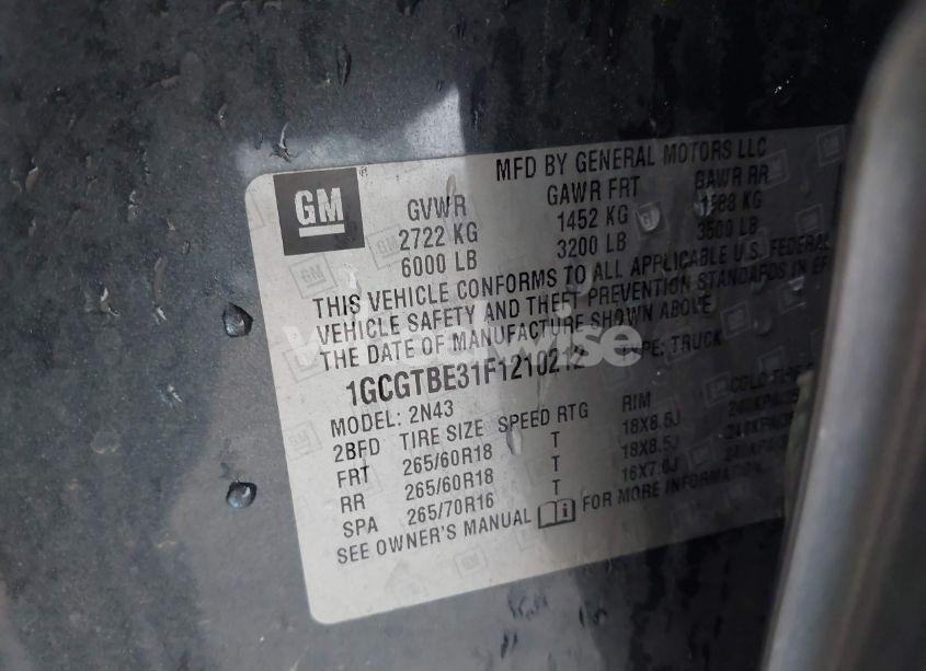 Photo 9 of 2015 Chevrolet Colorado LT (VIN 1GCGTBE31F1210212)