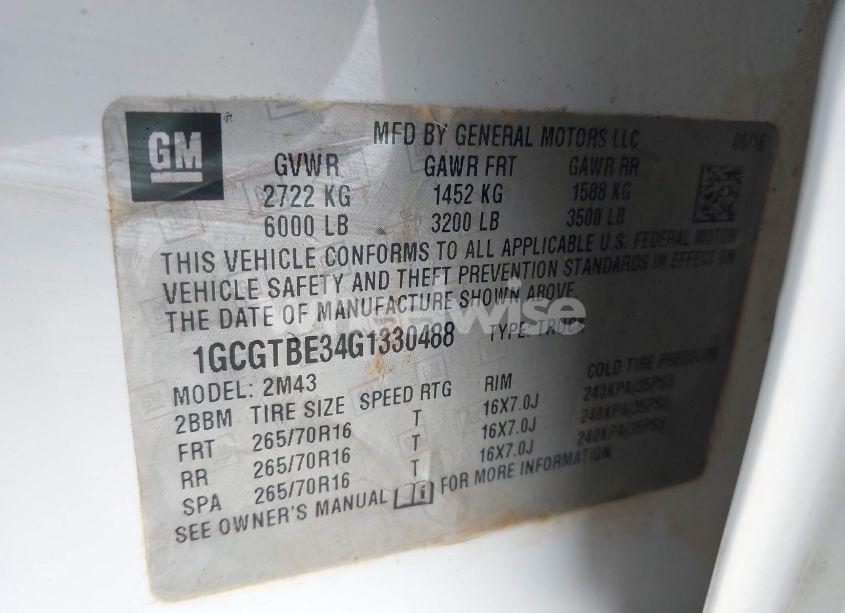 Photo 9 of 2016 Chevrolet Colorado WT (VIN 1GCGTBE34G1330488)