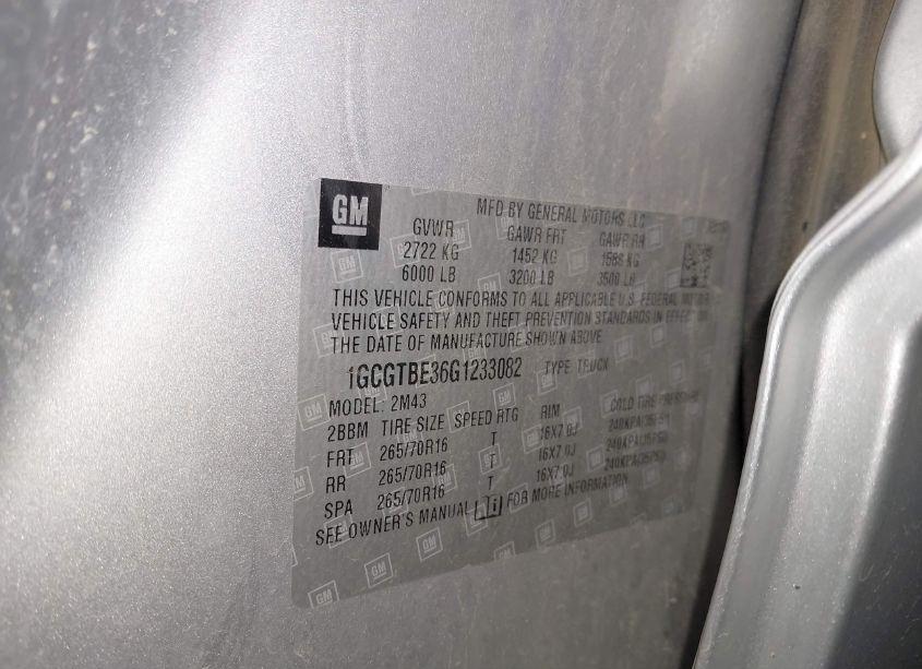 Photo 9 of 2016 Chevrolet Colorado WT (VIN 1GCGTBE36G1233082)