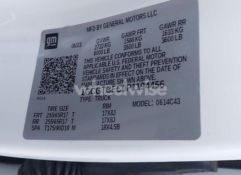 Photo 9 of 2023 Chevrolet Colorado 4WD SHORT BOX WT (VIN 1GCGTBEC0P1194456)