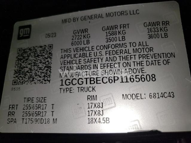 Photo 10 of 2023 CHEVROLET COLORADO N/A (VIN 1GCGTBEC6P1165608)