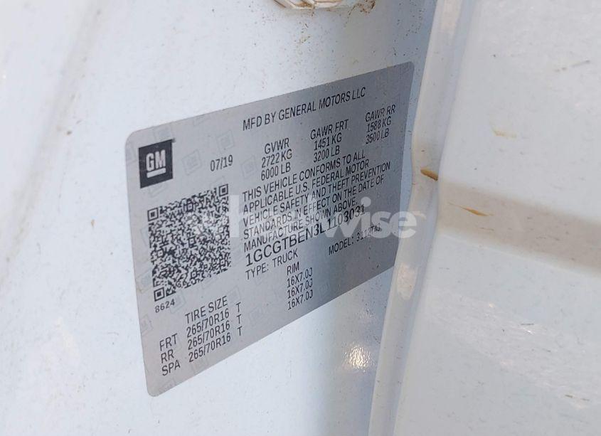 Photo 9 of 2020 Chevrolet Colorado N/A (VIN 1GCGTBEN3L1103031)