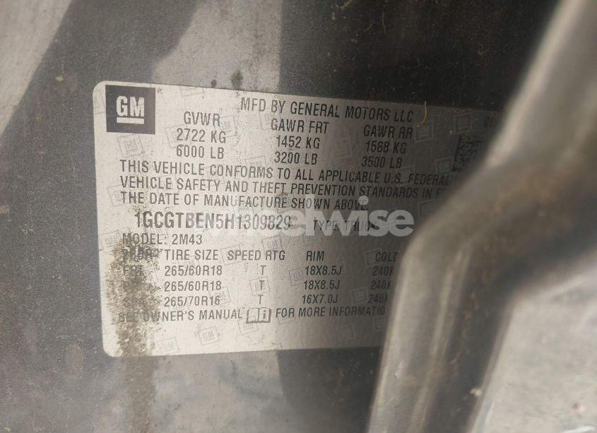 Photo 9 of 2017 Chevrolet Colorado WT (VIN 1GCGTBEN5H1309829)