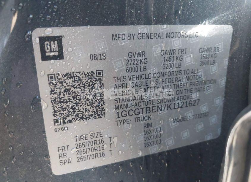 Photo 9 of 2019 Chevrolet Colorado WT (VIN 1GCGTBEN7K1121627)