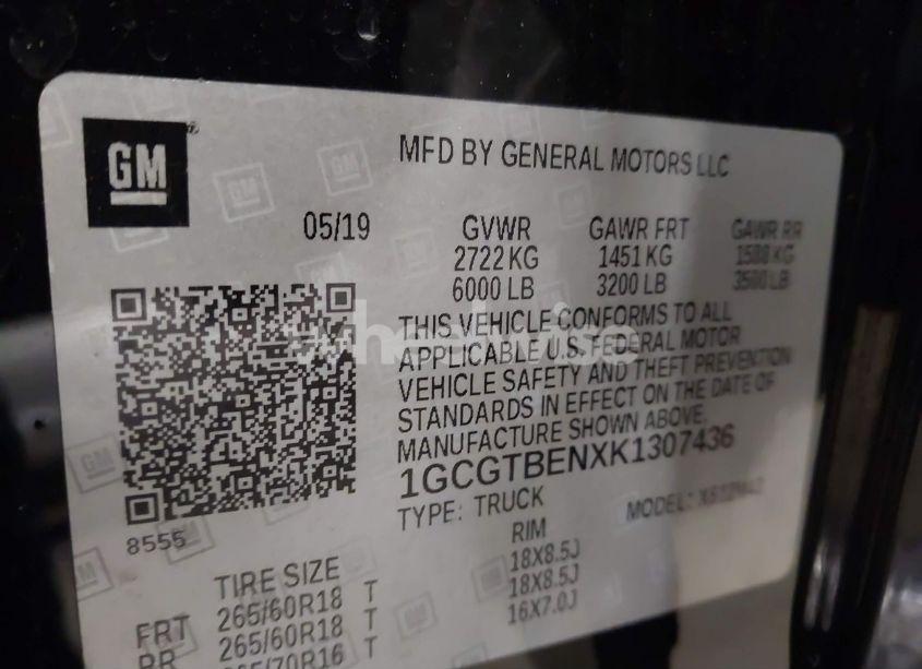 Photo 9 of 2019 Chevrolet Colorado WT (VIN 1GCGTBENXK1307436)