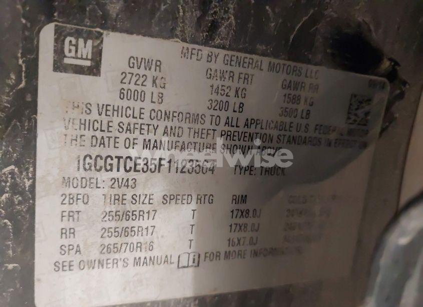 Photo 9 of 2015 Chevrolet Colorado Z71 (VIN 1GCGTCE35F1123564)