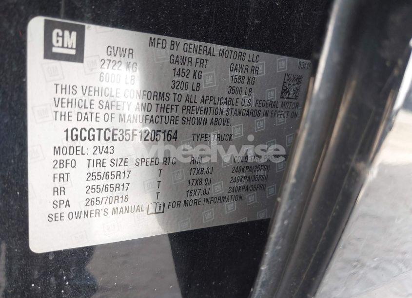 Photo 9 of 2015 Chevrolet Colorado Z71 (VIN 1GCGTCE35F1205164)