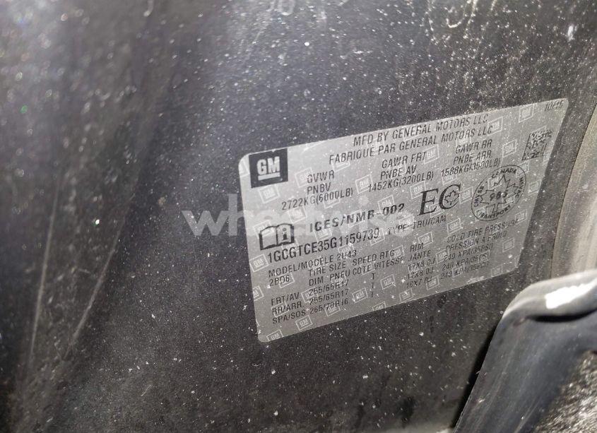 Photo 9 of 2016 Chevrolet Colorado LT (VIN 1GCGTCE35G1159739)