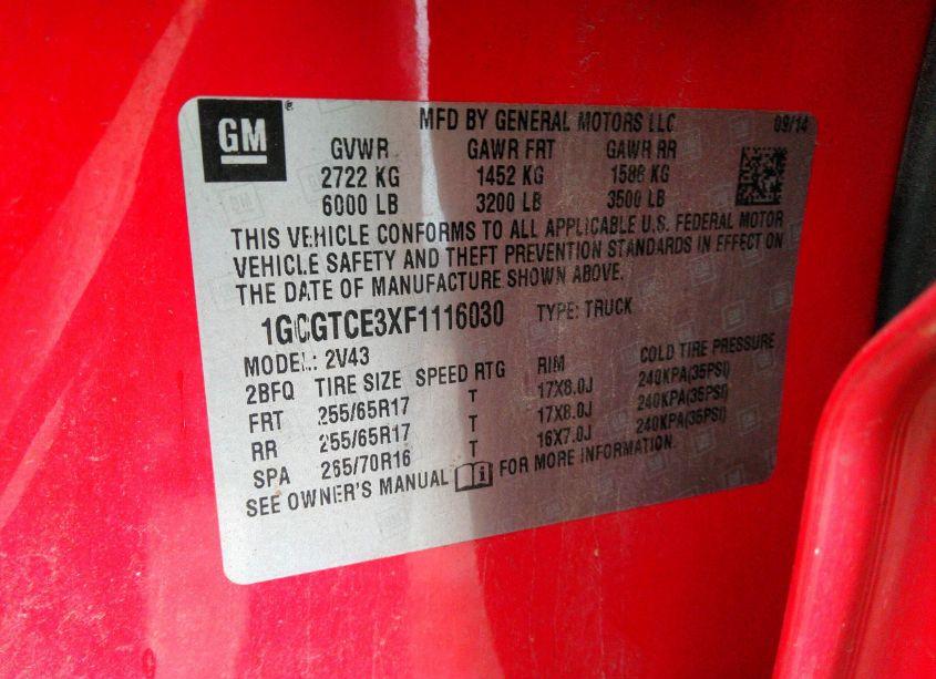 Photo 9 of 2015 Chevrolet Colorado Z71 (VIN 1GCGTCE3XF1116030)