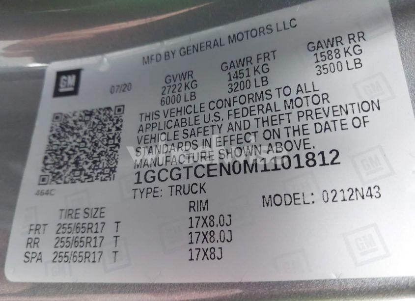 Photo 9 of 2021 Chevrolet Colorado 4WD SHORT BOX LT (VIN 1GCGTCEN0M1101812)