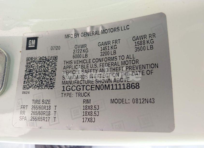 Photo 9 of 2021 Chevrolet Colorado 4WD SHORT BOX LT (VIN 1GCGTCEN0M1111868)