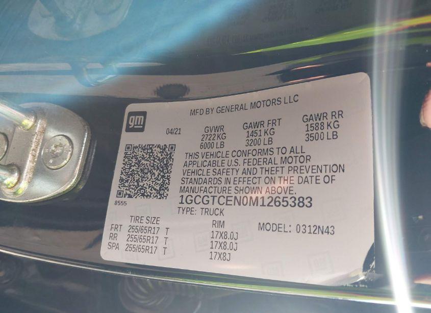 Photo 9 of 2021 Chevrolet Colorado 4WD SHORT BOX LT (VIN 1GCGTCEN0M1265383)