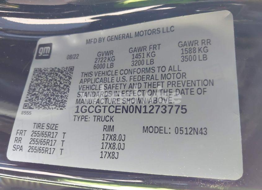 Photo 9 of 2022 Chevrolet Colorado N/A (VIN 1GCGTCEN0N1273775)