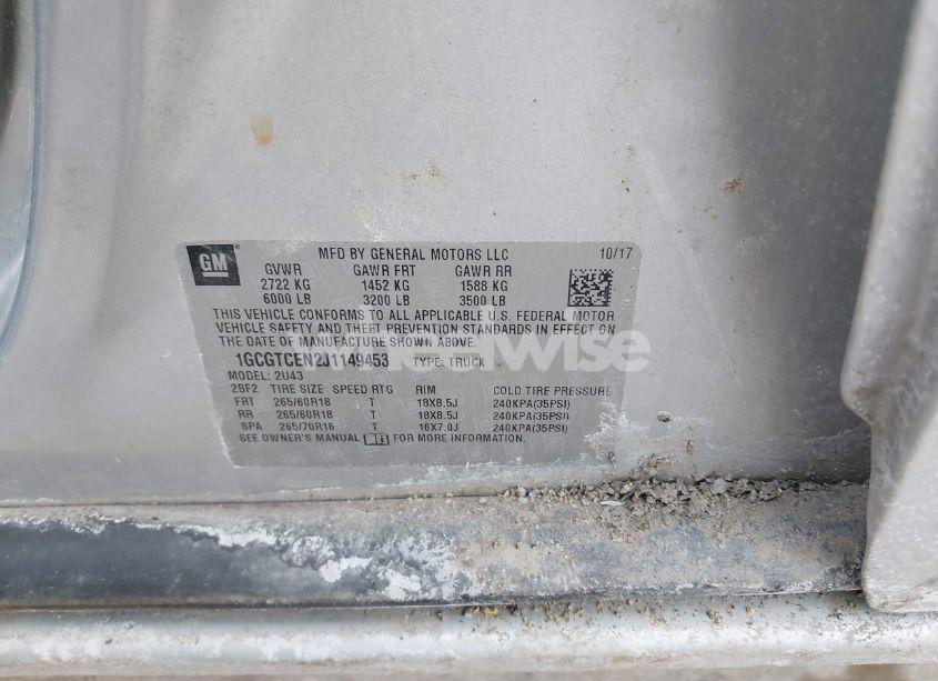 Photo 9 of 2018 Chevrolet Colorado LT (VIN 1GCGTCEN2J1149453)