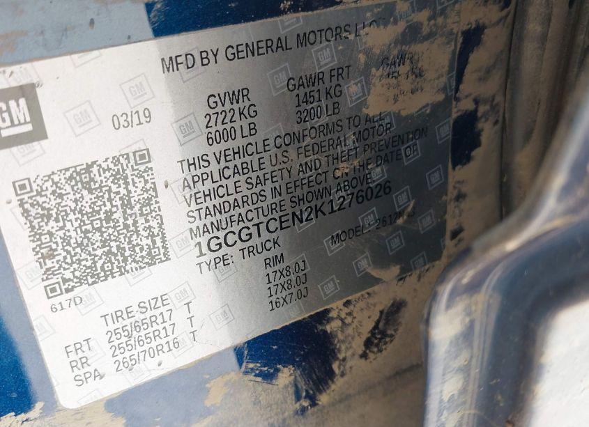 Photo 9 of 2019 Chevrolet Colorado LT (VIN 1GCGTCEN2K1276026)