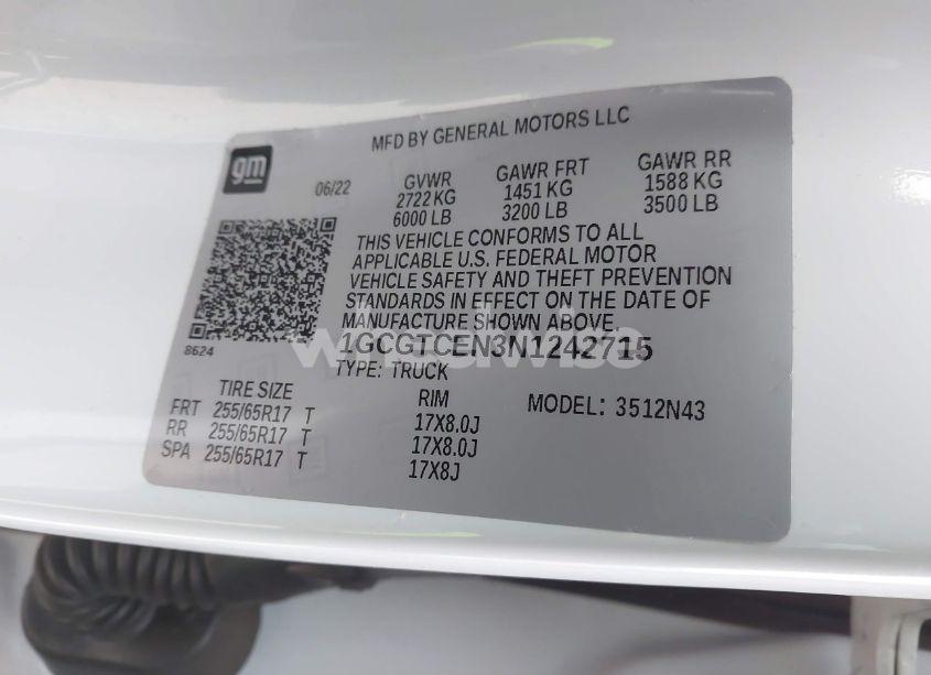 Photo 9 of 2022 Chevrolet Colorado 4WD SHORT BOX LT (VIN 1GCGTCEN3N1242715)