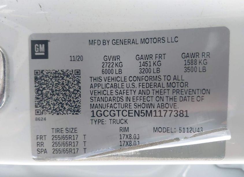 Photo 9 of 2021 Chevrolet Colorado (VIN 1GCGTCEN5M1177381)