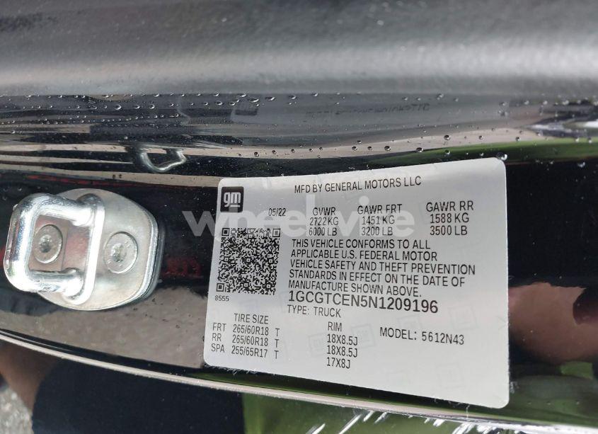 Photo 9 of 2022 Chevrolet Colorado 4WD SHORT BOX LT (VIN 1GCGTCEN5N1209196)