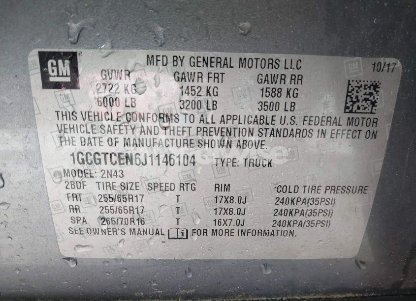 Photo 9 of 2018 Chevrolet Colorado LT (VIN 1GCGTCEN6J1146104)