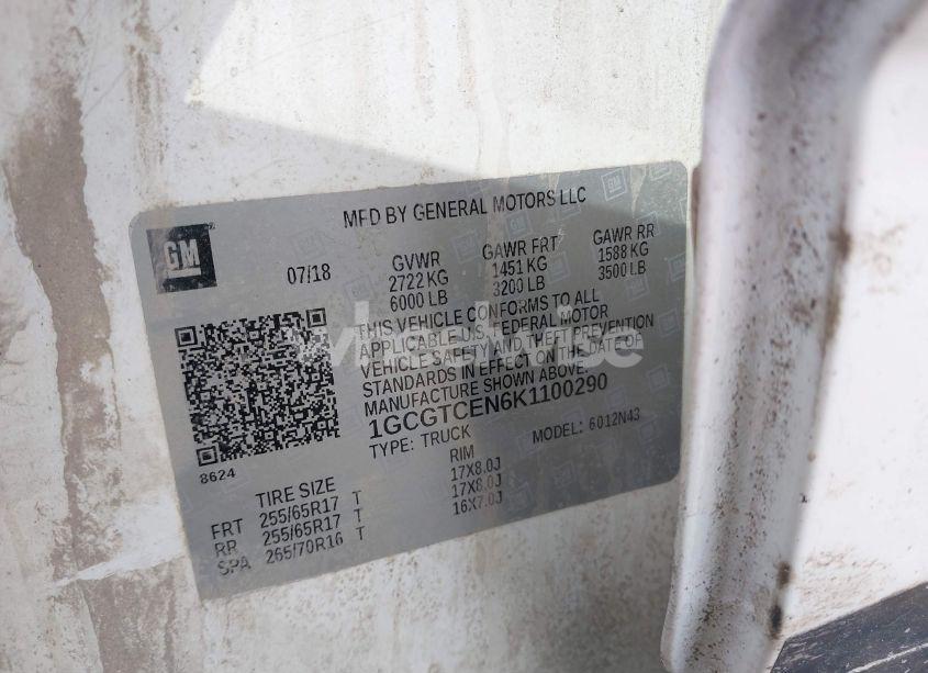 Photo 9 of 2019 Chevrolet Colorado LT (VIN 1GCGTCEN6K1100290)