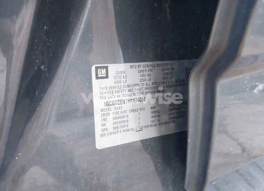 Photo 9 of 2017 Chevrolet Colorado LT (VIN 1GCGTCEN7H1174004)