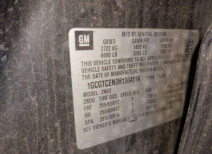 Photo 9 of 2017 Chevrolet Colorado LT (VIN 1GCGTCEN8H1304114)