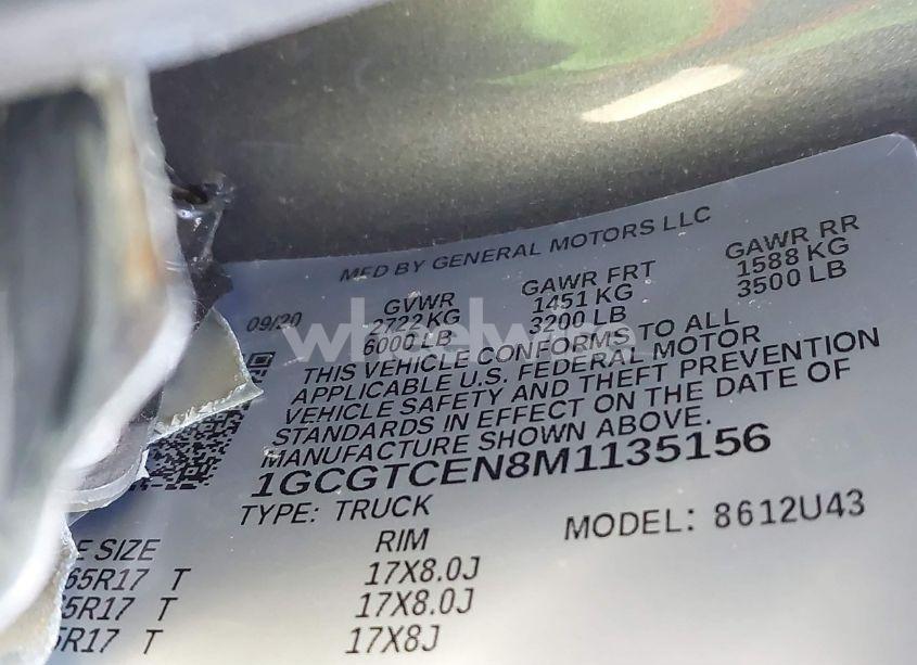 Photo 9 of 2021 Chevrolet Colorado 4WD LONG BOX LT (VIN 1GCGTCEN8M1135156)